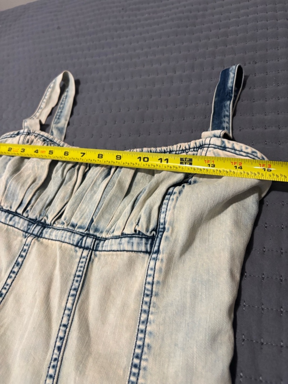 Pilcro Light Wash Denim Romper — Cream with Faded Blue Accents - Picture 10 of 15
